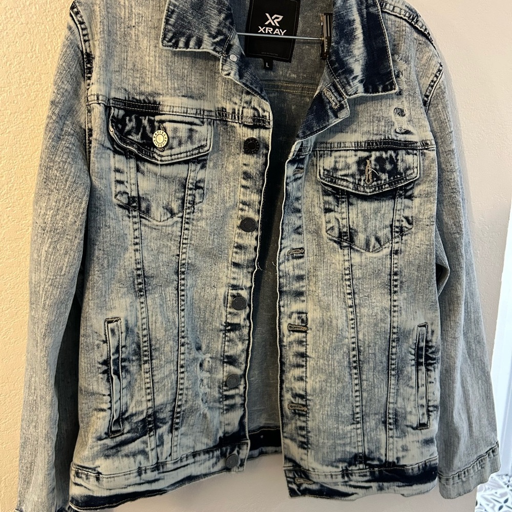 Xray Denim Jacket with Distressed Design Size Large Mens Vintage